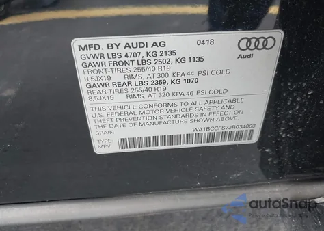 2018 Audi Q3 2.0T Premium/2.0T Sport Premium from USA, damaged, VIN WA1BCCFS7JR034003